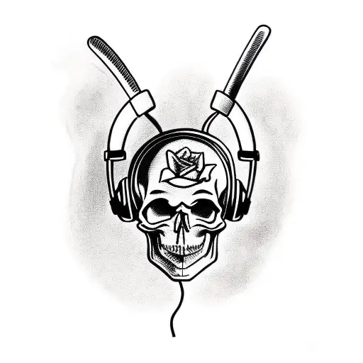 Skull Wearing Headphones