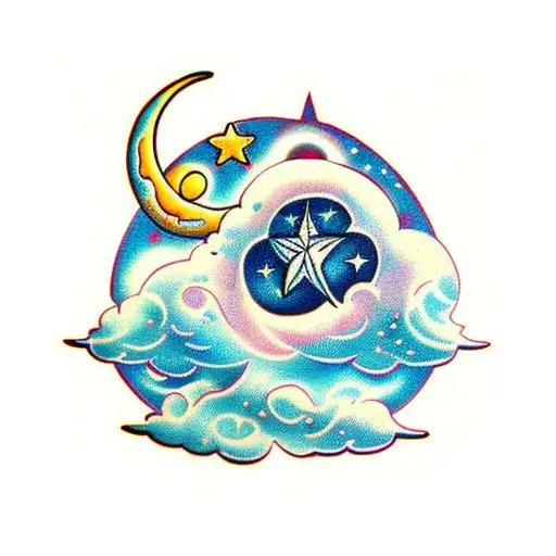 Celestial Moon And Stars