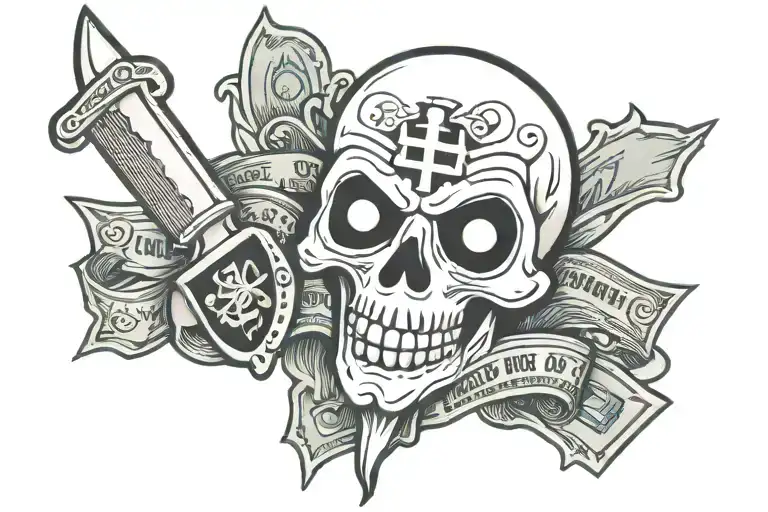 Ghost With Money And Knife Crossed