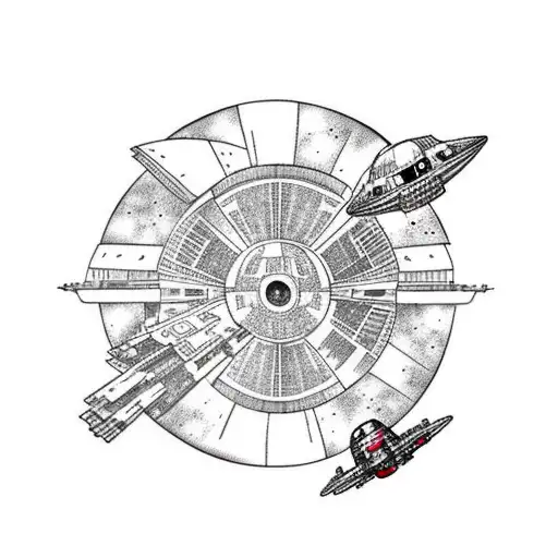 Millennium Falcon Flying Through A Galaxy