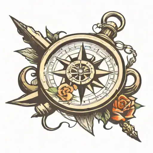 Compass Intertwined With Anchor