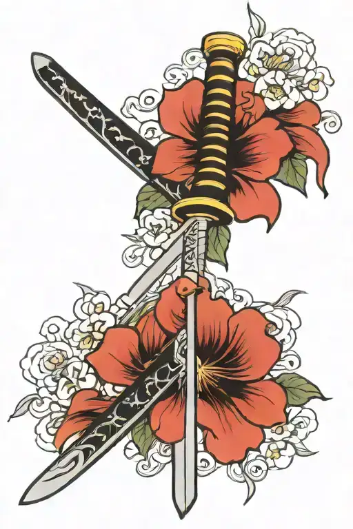 Katana Sword With Flower