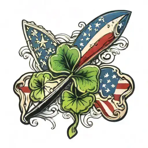 Shamrock American Flag Knife