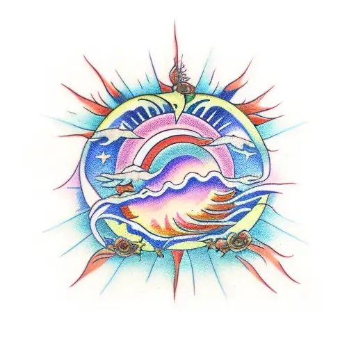 Flower Moon Sun Forrest Ocean