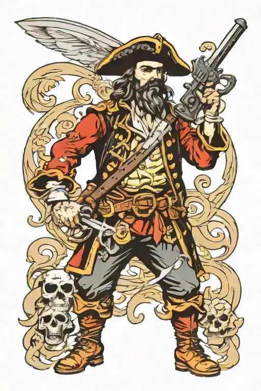 Pirate Holding A Sword And A Gun
