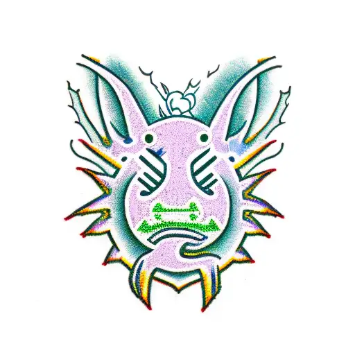 Nyansapo Symbol Made Out Of Frayed Rope With Purple Flower In The Middle