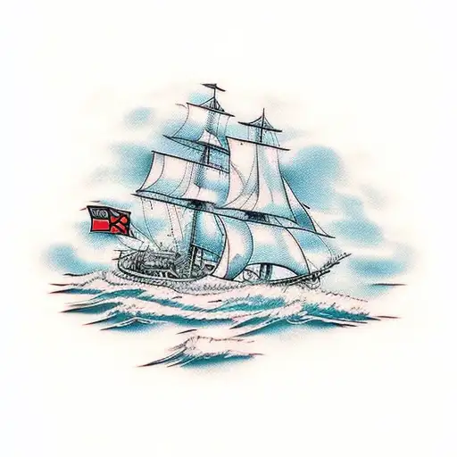 Ship Of The Line With A Turtle Next To It