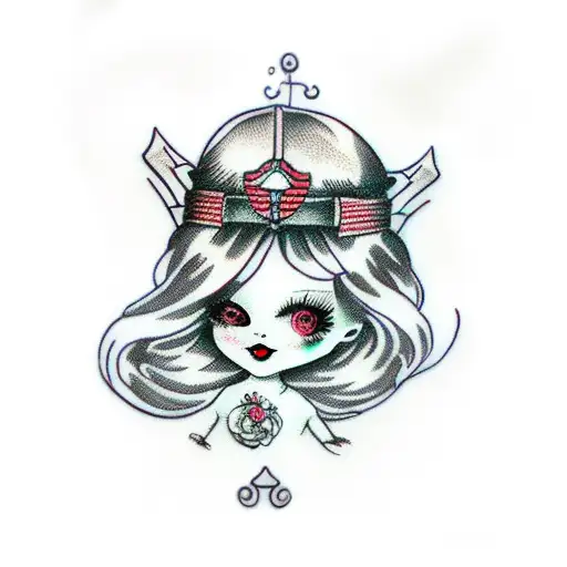 Porcelain Doll Black And Grey