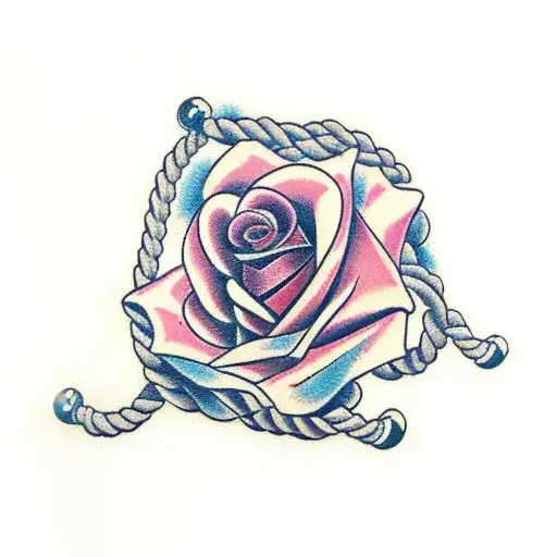 Rose With Sailor Hat And Braided Rope