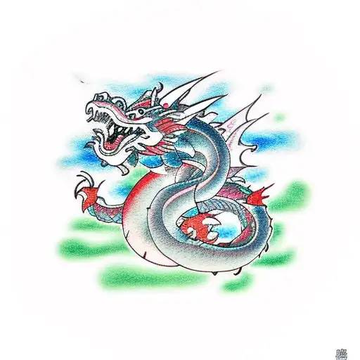 A Traditional Japanese-style Tattoo Of A Dragon With Elements From Studio Ghibli Movies Incorporated