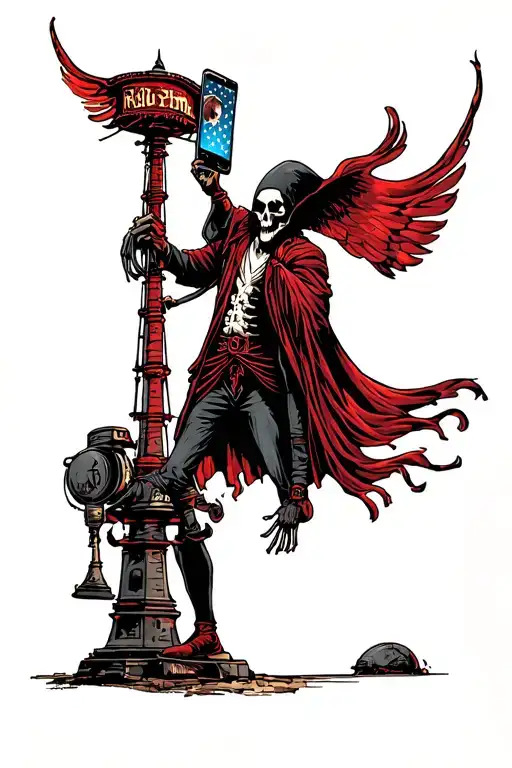 Grimm Reaper Holding A Cellphone Tower