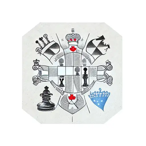 Chess Board With Queen And King Pawns Surrounded By Multiple Normal Pawns