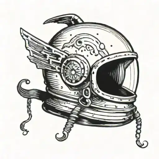 Space Helmet With A Cracked Visor