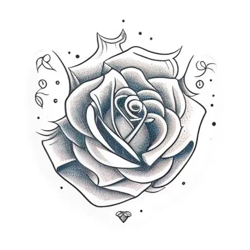 A Traditional Style Rose Surrounded By Old School Tattoo Flash Designs