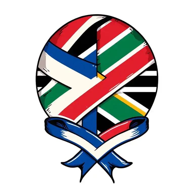 Scotland & South Africa Flags Ribbon Action