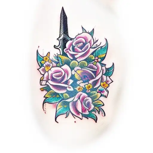 Fantasy Sword With Flowers