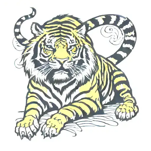 Tiger Looking Down On A Lion