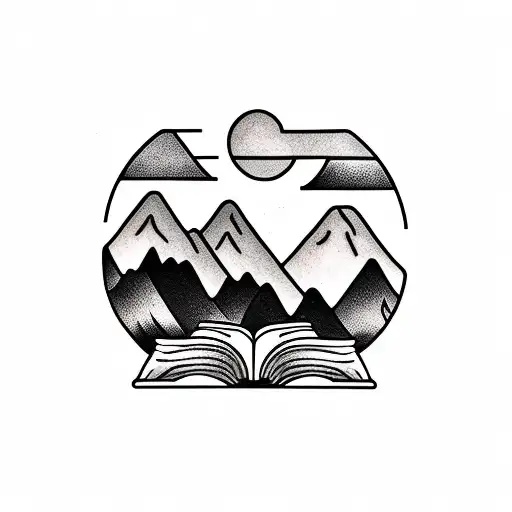 Books And Coffee Looking Out Window Facing Mountains And River