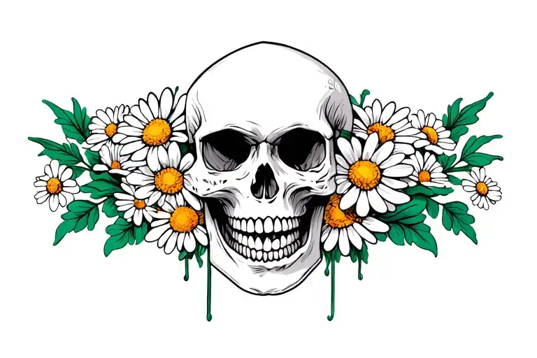 Skull And Daisies Vines And Sweet