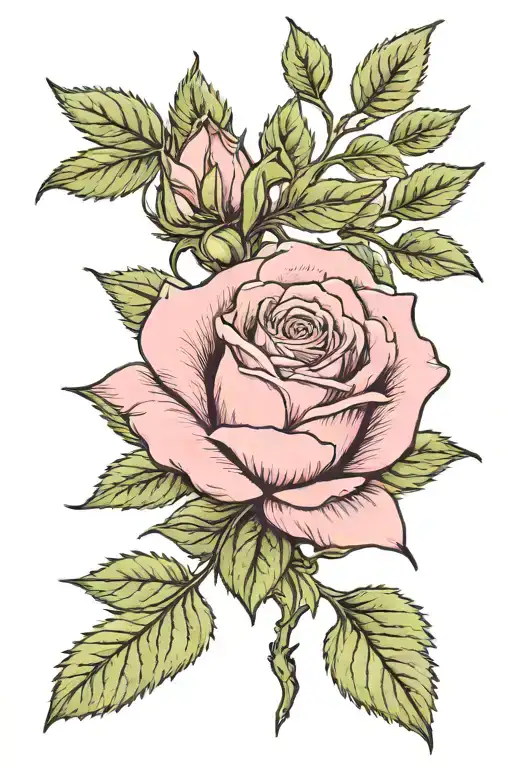 Soft Pink Rose Green Foliage Representing