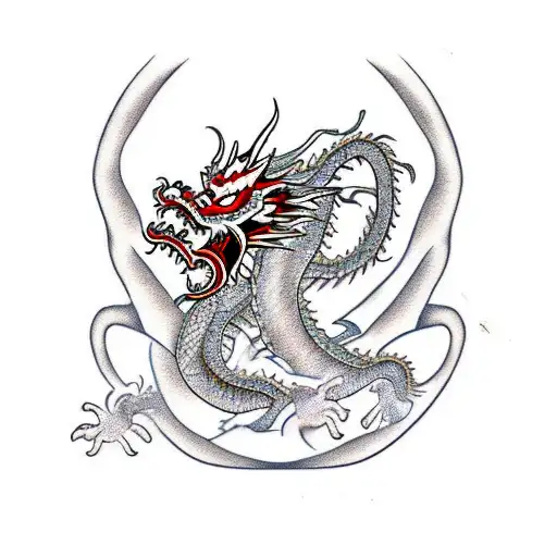 Chinese Dragon With Rock Guitar