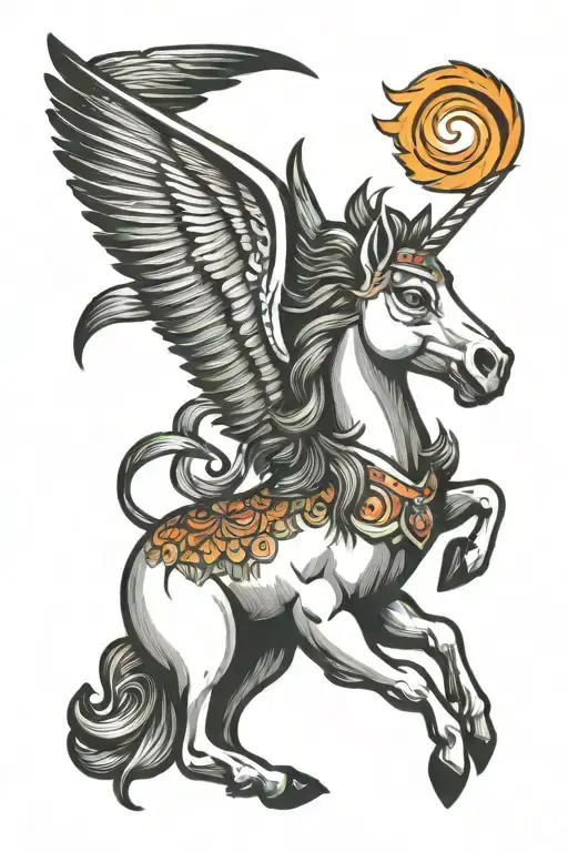 Unicorn Pegasus Fire Eyes Rainbow Mane