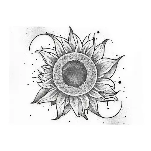 A Tattoo Of A Sunflower Field Under A Starry Sky