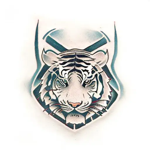 Christian Cross And Tiger Head