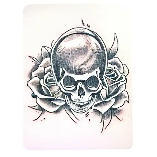 A Skateboard Deck With A Skull And Roses Design