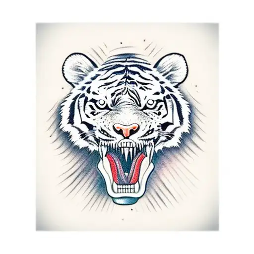 A Tiger Holding A Knife In Its Mouth