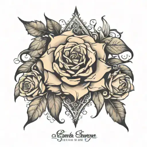 Gothic Style Tattoo With Light Name Encrypted