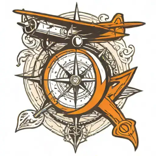 Airplane And Compass And Wrench