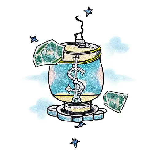 Money Tree With Dollar Bills Falling Of