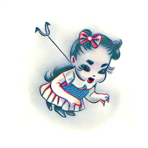 Little Girl With Baloons Hidden Behind Her Back And A Knife In Front