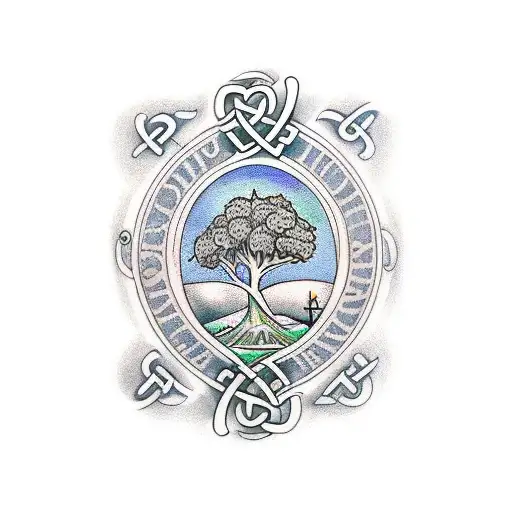 Irish Harp And Irish Tree Of Life