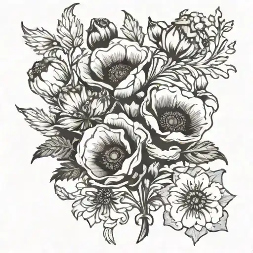 Poppy And Gladuilos Flower Mix Black With White