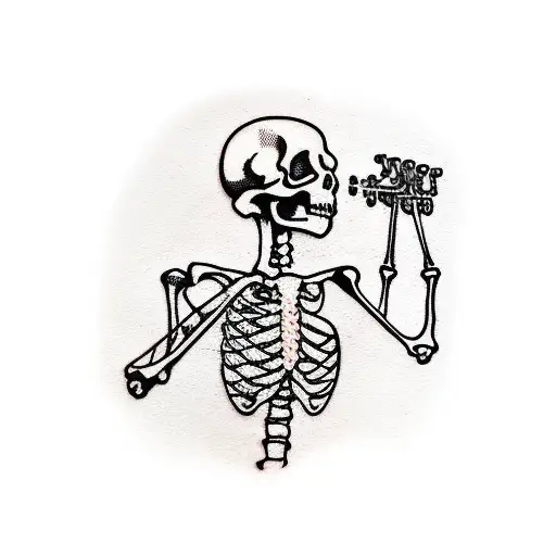 Skeleton Conductor Leading An Orchestra Of Music Notes