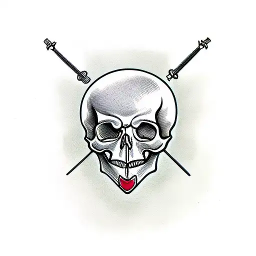 Skull With Bullet Between Teeth