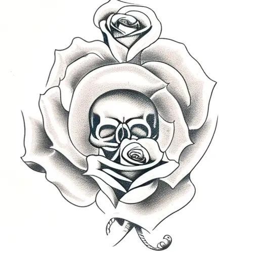 Clock As Rose With Skull Background