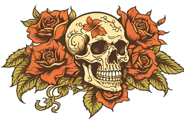 Skull And Flowers