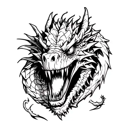 Zombie Dragon Outline