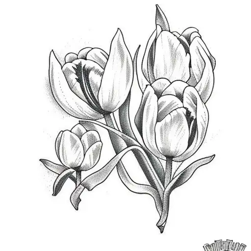 Tulips With Oak Tree Leaves