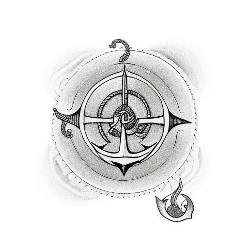 Yin And Yang With An Anchor Through It