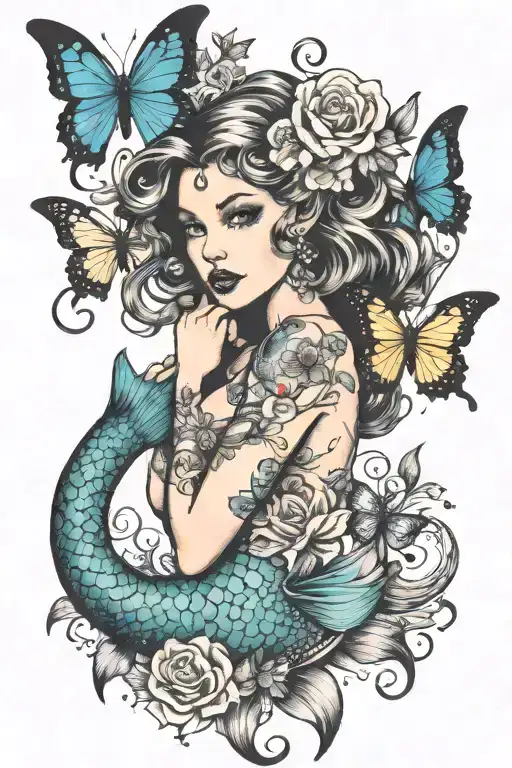 Mermaid And Butterflies