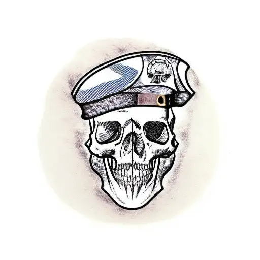 Army Skull With Beret