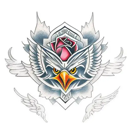 Eagle Symmetrical Roses Chest Piece