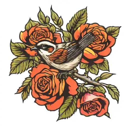 Sparrow Olive Branch Rose