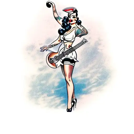 Pin Up Girl With Guitar