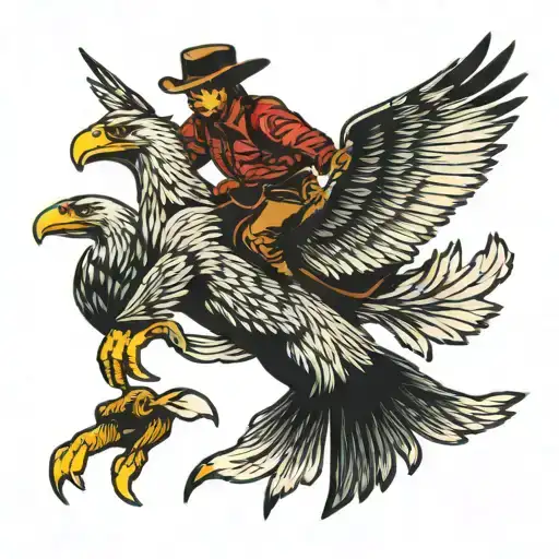 Cowboy Riding Eagle Flying
