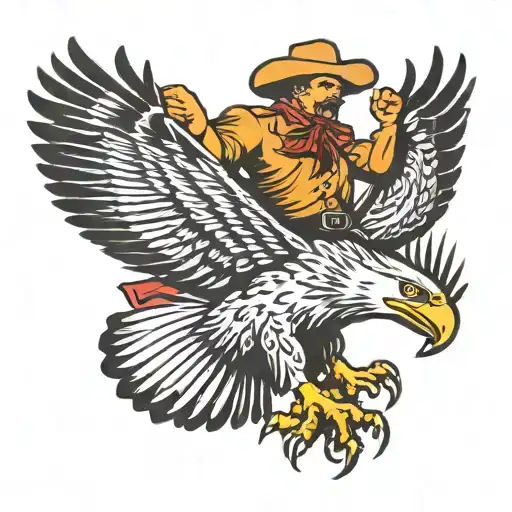 Cowboy Riding Eagle